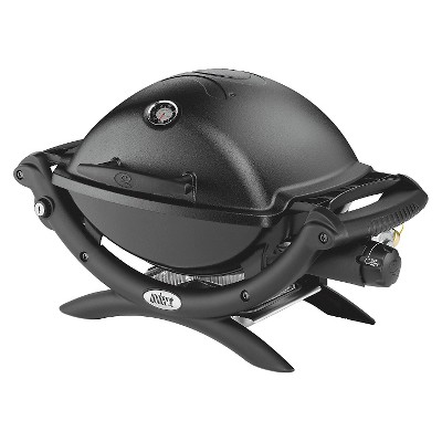 Weber Q 1200 Black Portable Propane Gas Grill with Side Burner