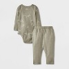 Grayson Mini Baby Boys' Raglan Top & Bottom Set - Green - image 2 of 4