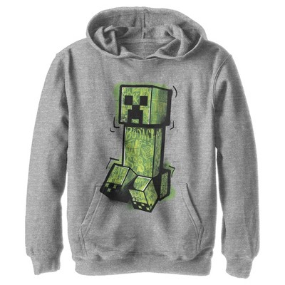 Boy's Minecraft Graffiti Creeper Pull Over Hoodie - Athletic Heather ...