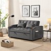 RISOKEYS Velvet Loveseat Futon Sofa Couch - 3 in 1 Convertible Sofa Bed with Adjustable Reclining Backrest, Toss Pillows, Pockets for Living Room - 2 of 4