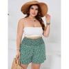Plus Size Smocked Waist Summer Shorts for Women Casual Pleated Lounge Shorts - 4 of 4