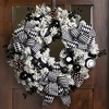 Northlight Flocked Pine with Harlequin Bows and Ornaments Christmas Wreath - 24" - Unlit - image 2 of 4