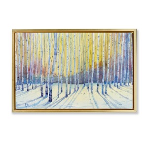 Stupell Industries Sunlit Winter Birch Trees Floating Frame Canvas Art - 1 of 4
