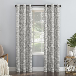 40"x63" Sun Zero Parrish Distressed Grid Thermal 100% Blackout Grommet Curtain Panel - 1 of 4