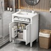 Vynxaria 24 inch Classic White Single Sink Freestanding Bath Vanity with White Ceramic Top Two Soft Close Doors One Tip Out Drawer Adjustable Shelf - 3 of 4