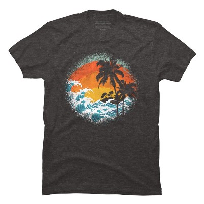 Men's Design By Humans Tropical Waves By clingcling T-Shirt