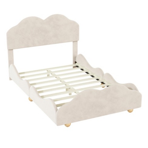 Beige Full-Size Upholstered Platform Bed with Cloud-Shaped Bed Board - image 1 of 4