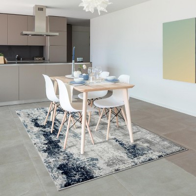 Ivory and Gray Abstract Rectangular Area Rug