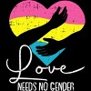 Adult Design By Humans Love Needs No Gender Pride Heart By KangThien T-Shirt - 2 of 2