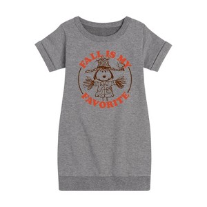 - Peanuts - Fall Is My Favorite Graphic Short Sleeve Fleece Dress - 1 of 4