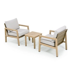 HAPPATIO 3-Piece Outdoor Patio Bistro Set, Aluminum Chairs with Wicker Backrest and Side Table - 1 of 4