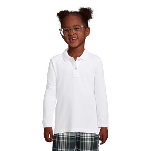 Lands' End School Uniform Kids Long Sleeve Feminine Fit Mesh Polo Shirt - 1 of 3