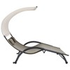 vidaXL Double Sunlounger Patio Outdoor Lounge Chair with Canopy Textilene - Taupe - 3 of 4