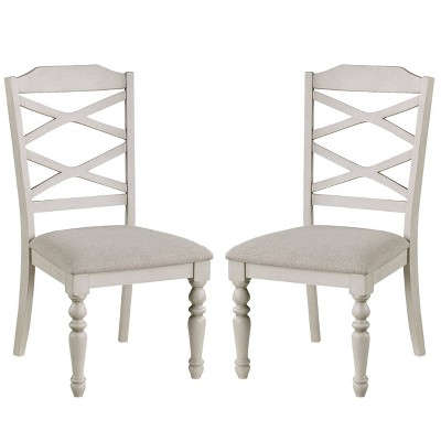38" Set of 2 Side Chairs with Fabric Seats White - Benzara