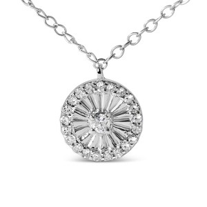Haus of Brilliance Silver 1/6 Cttw Diamond Wheel and Spoke Pendant Necklace - 18" - 1 of 4