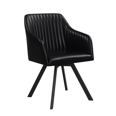 Simple Relax Upholstered Swivel Dining Arm Chair with Sloped Armrests in Black and Gunmetal