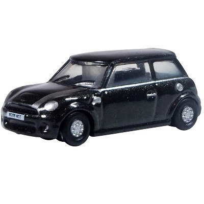 Mini Cooper S RHD (Right Hand Drive) Midnight Black with Silver Stripes 1/148 (N) Scale Diecast Model Car by Oxford Diecast