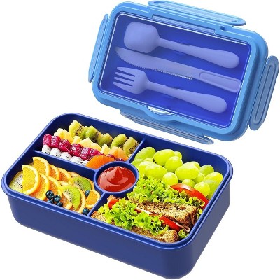 Bento Lunch Box for Kids with 4 Compartments, Leakproof Large Lunchbox,