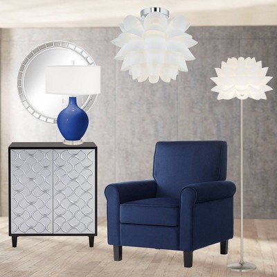 Modern Petal Design Semi-Flush Ceiling Light in White and Chrome