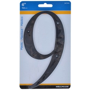 Hillman 6 in. Black Plastic Nail-On Number 9 1 pc (Case of 3) - 1 of 1