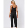 cheibear Women's Soft Cami Top and Capri Lace Trim Sleeveless Summer Pajama Set - 3 of 4