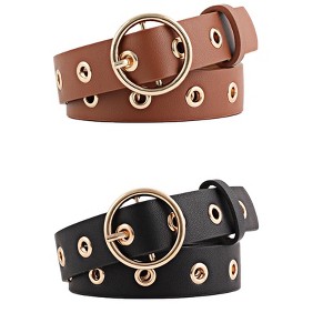 INSPIRE CHIC Womens Grommet Belt Faux Leather Single Pin Buckle Punk Belts for Jeans Pants - 1 of 4