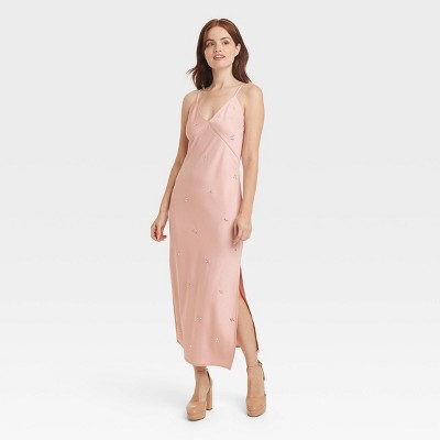 Women's Midi Slip Dress - A New Day™ Dusty Pink S : Target