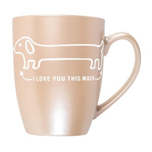 Elanze Designs Witty Pet Lover Coffee Cup Mug 10 Ounce Ceramic With Shimmery Metallic Finish Love You This Much Weiner Dog Precious Pearl - 1 of 4