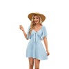 Women's Dresses 2025 Summer Fall Deep V Neck Elegant Bow Tie Mini Dress - 3 of 4