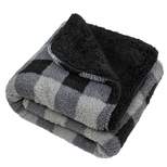 50"x60" Printed Solid Faux Shearling Reversible Throw Blanket - Mantolok