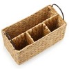 Americanflat Water Hyacinth Basket with Handles - Multipurpose Storage Organizer - 1 Large and 3 Small Compartments - 3 of 4