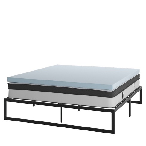 Flash Furniture 14 Inch Metal Platform Bed Frame with 12 Inch Pocket Spring Mattress in a Box and 3 inch Cool Gel Memory Foam Topper - image 1 of 4