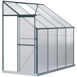 Outsunny Walk-In Garden Greenhouse Aluminum Polycarbonate with Roof Vent for Plants Herbs Vegetables - 1 of 4