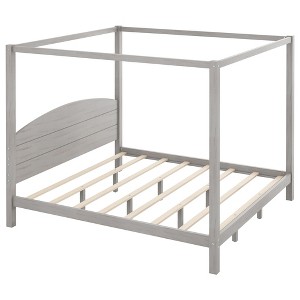 YOOCOZZ King Canopy Platform Bed with Headboard & Support Legs - 1 of 4