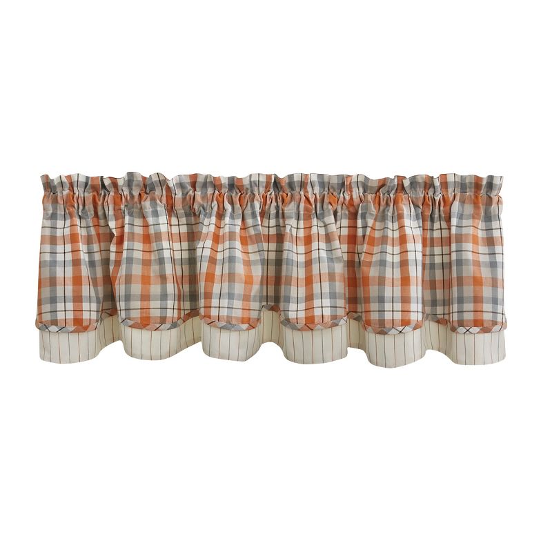 Park Designs Apricot & Stone Lined Layered Valance 72” x 16”, 1 of 4