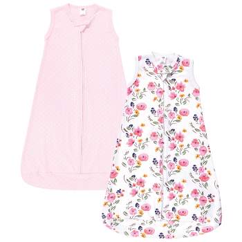 Hudson Baby Infant Girl Cotton Long-Sleeve Wearable Sleeping Bag, Sack, Blanket, Floral Bouquet Sleeveless