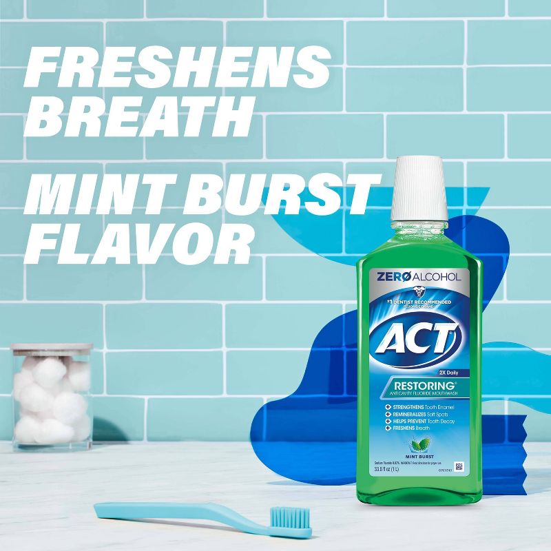 ACT Mint Burst Restoring Fluoride Rinse - 33.8 fl oz, 3 of 8