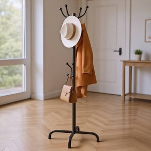 A coat rack with 14 hooks, used as an independent hanger for entrances, corridors, bedrooms, and offices, with a maximum load capacity of 11LBS - 1 of 4