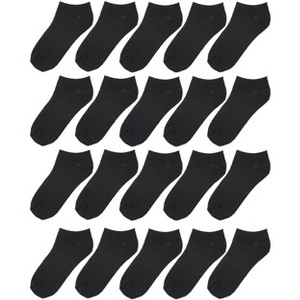 Tipi Toe Kids Boys 20 Pairs Classy Lightweight Novelty Plain Solid Black Pattern Low cut/No show socks - 1 of 3