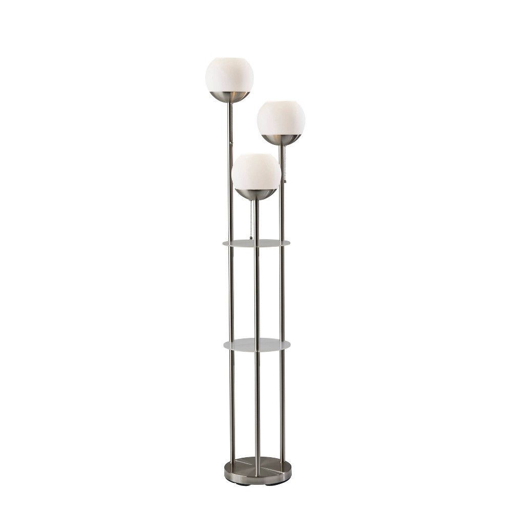 Photos - Floodlight / Street Light Adesso Bianca Shelf Floor Lamp Brushed Steel  