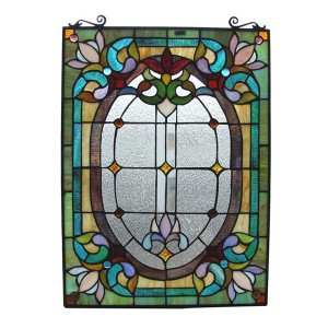 Fine Art Lighting Pond Lily Tiffany Stained Glass Window Panel - 1 of 4