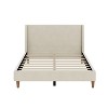 Merax Elegant Modern Cream Velvet Platform Bed with Wingback Headboard & Walnut Wooden Legs - 2 of 4
