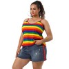 Agnes Orinda Women's Plus Size Stripe Strap Sleeveless Stretch Rainbow Camisoles - 4 of 4