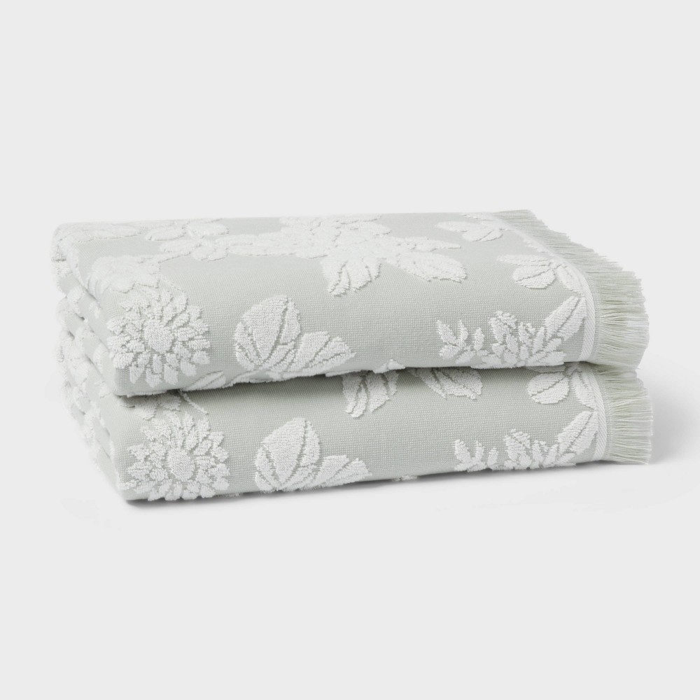 Photos - Towel 2pc Traditional Garden Floral Bath  Green - Threshold™