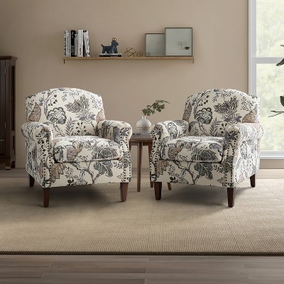 Set of 2 Giampiero Living Room Comfty Armchair with Nailhead Trims | ARTFUL LIVING DESIGN