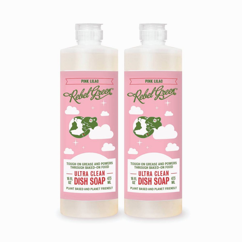 Rebel Green Pink Lilac Dish Soap - 32 fl oz/2pk: Ammonia-Free, Paraben-Free, Sulfate-Free, Phosphate-Free