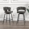 Lyngins Swivel Bar Stools Set of 2,Upholstered Kitchen Chairs with Curved Backrest,Woven Counter Stools for Kitchen Island,Pub - 2 of 4