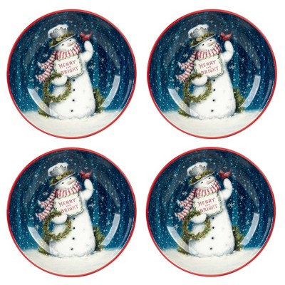 Certified International Set of 4 38oz Snowman Greetings Soup/Pasta Bowls