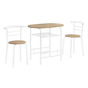Monarch Specialties Dining Table Set 3Pcs Set Small 32Inch L Kitchen Metal Laminate Natural White Contemporary Modern - 1 of 4