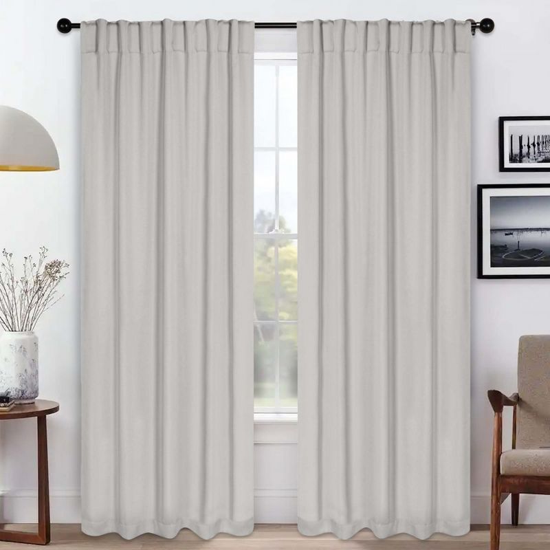 Classic Modern Solid Room Darkening Semi-Blackout Curtains, Rod Pocket/ Back Tabs, Set of 2 by Blue Nile Mills, 1 of 6